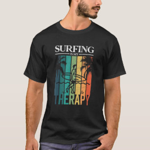 Surfing Is My Therapy Surfer Silhouette T-Shirt