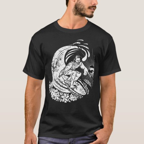Surfing Jesus Vintage Distressed T_Shirt