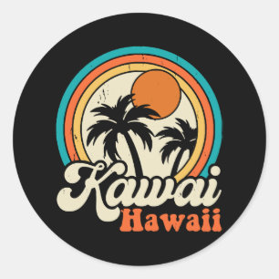 Surfing Kawaii Hawaii Classic Round Sticker