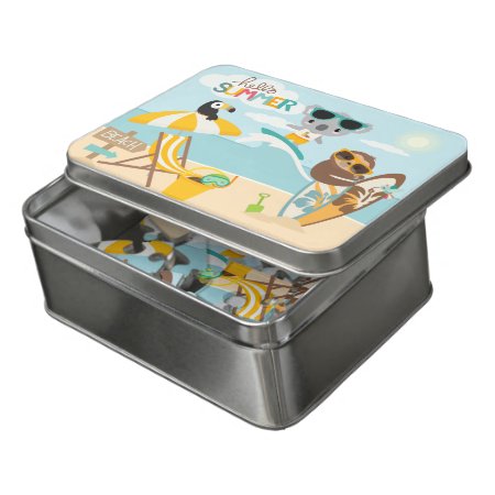Surfing Koala On The Beach With Sloth And Toucan Jigsaw Puzzle