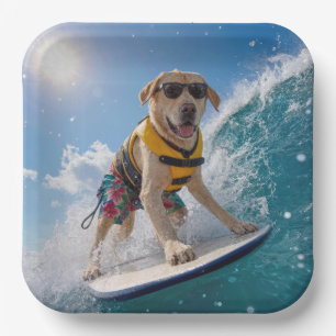 Surfing Labrador Retriever Paper Plates