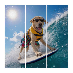 Surfing Labrador Retriever Triptych