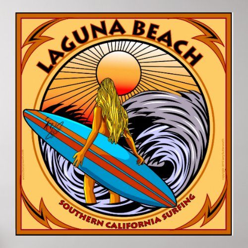 SURFING LAGUNA BEACH CALIFORNIA POSTER