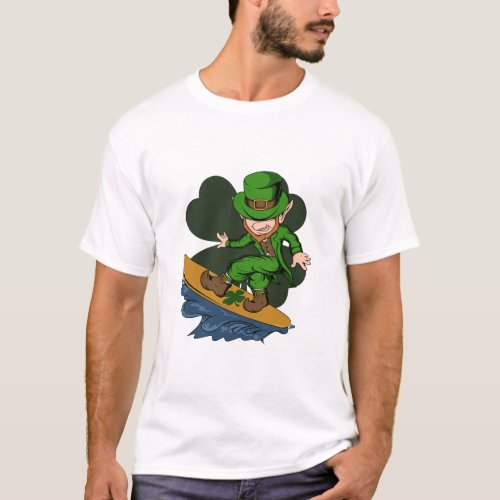 Surfing Leprechaun St Patricks Day  T_Shirt