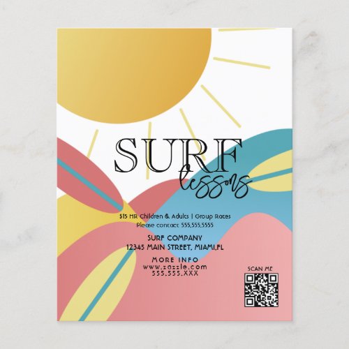 Surfing Lessons Adult Children Business Flyers 