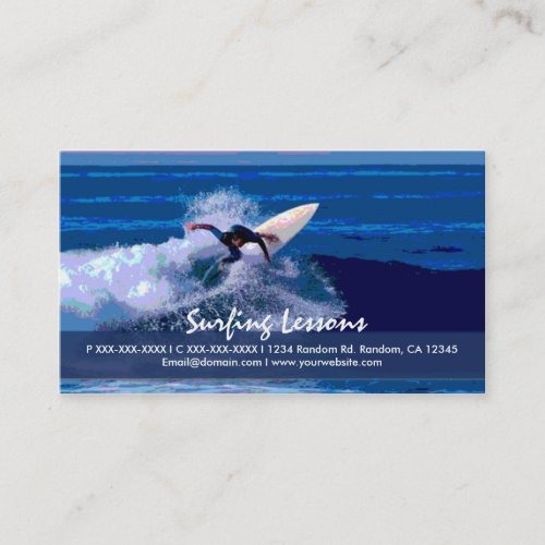 Surfing lessons customizable business cards