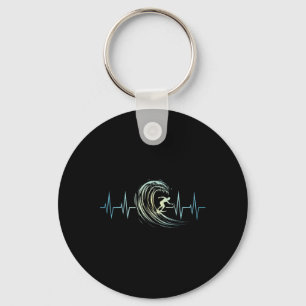 Surfing Lover Heartbeat Surfboards Surfboarder Sur Keychain
