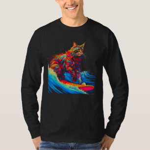 Surfing Maine Coon Cat Surf T-Shirt