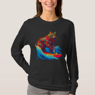 Surfing Maine Coon Cat Surf T-Shirt