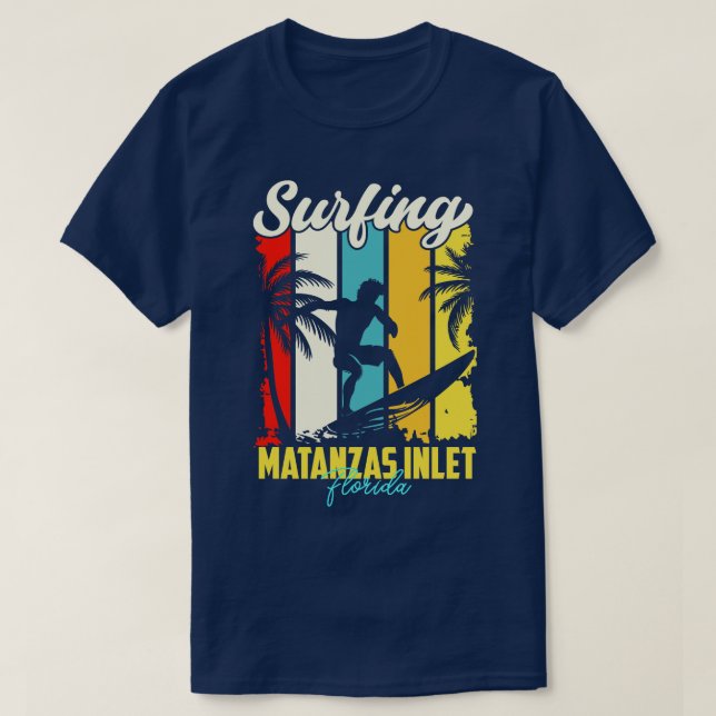 Surfing Matanzas Inlet Florida T-Shirt (Design Front)