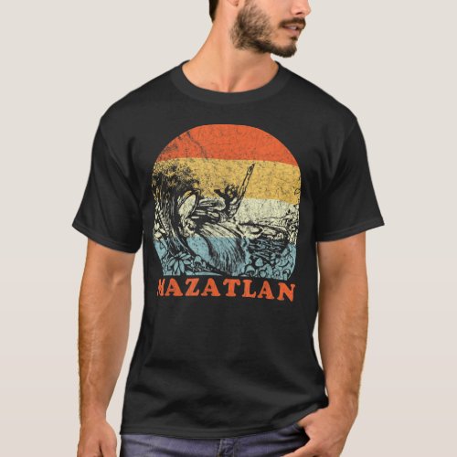 Surfing Mazatlan Mexico Vintage Retro Surfer Vaca T_Shirt