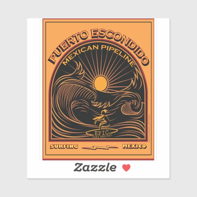 SURFING MEXICAN PIPELINE PUERTO ESCONDIDO MEXICO STICKER (Sheet)