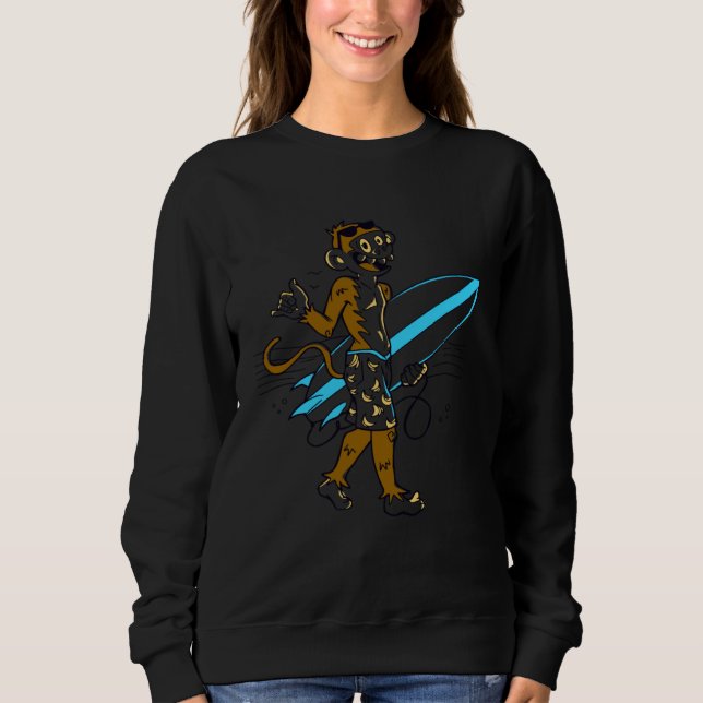 surfing monkey  banana sweatshirt (Front)