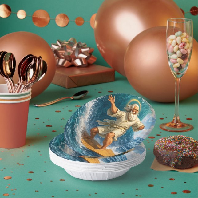 Surfing Moses biblical art disposable paper bowl (Multi)