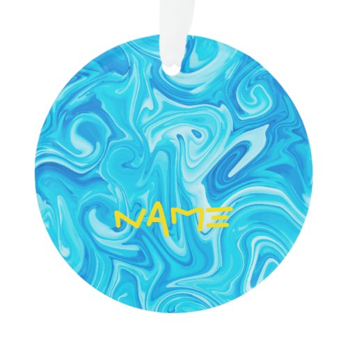 Surfing NAME Blue Ocean Abstract Paint Beach Water Ornament