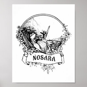 Surfing Nosara, Costa Rica Vintage Retro Throwck S Poster