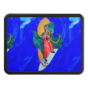 surfing nun on blue wave trailer hitch cover