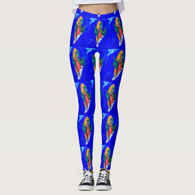 surfing nuns blue leggings (Front)