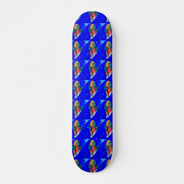 surfing nuns on blue skateboard deck (Front)