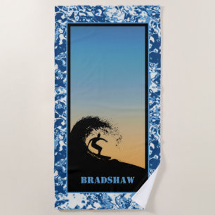 Surfing Ocean Waves Beach Towel