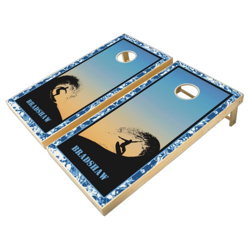 Surfing Ocean Waves Cornhole Set