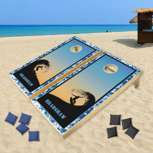 Surfing Ocean Waves Cornhole Set