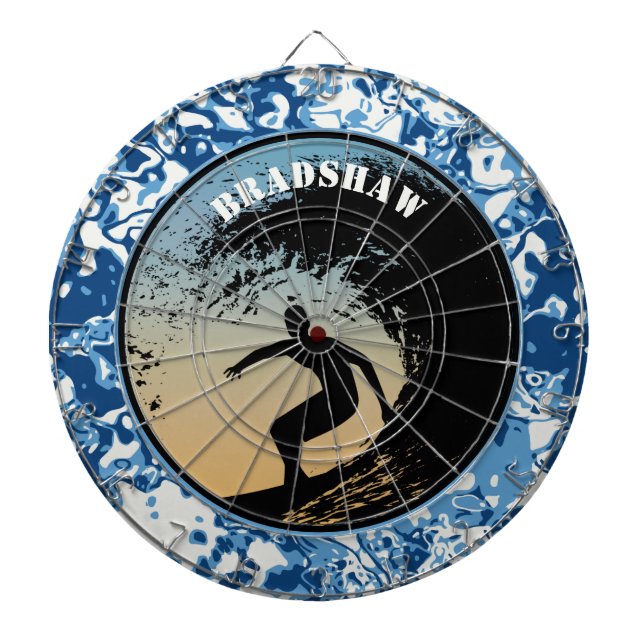 Surfing Ocean Waves Dart Board (Front)