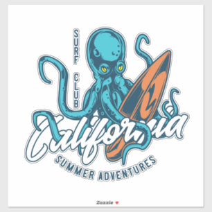 surfing octopus2 sticker