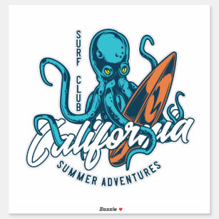 surfing octopus2 sticker