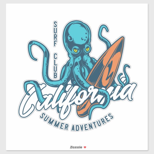 surfing octopus2 sticker (Sheet)