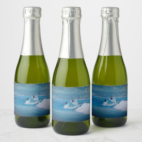 surfing on a Sparkling Wine bottle Sparkling Wine Label