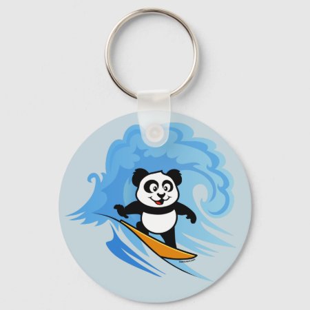 Surfing Panda Keychain