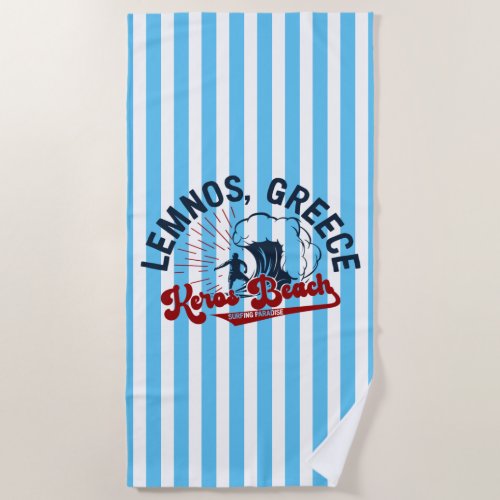 Surfing Paradise Keros Beach Lemnos Greece Beach Towel