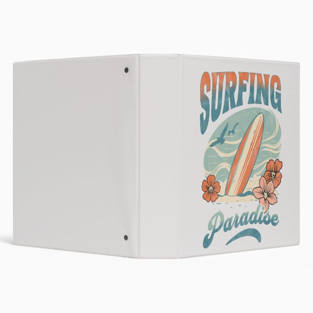 Surfing Paradise retro style design 3 Ring Binder (Background)