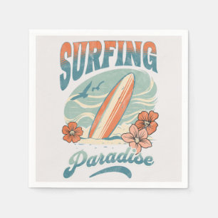 Surfing Paradise retro style design Napkins