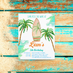Surfing party budget invite beach ocean summer