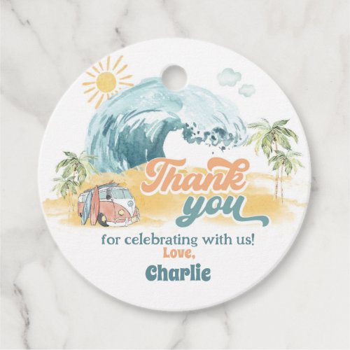 Surfing Party Favor Tags The Big One Birthday Baby