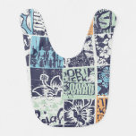 Surfing patchwork: grunge vintage pattern baby bib