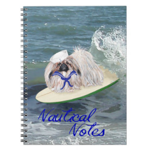 Surfing Pekingese Dog Notebook