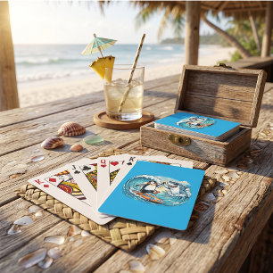Surfing Penguin and Shark High Five Poker Cards