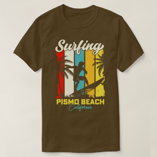 Surfing Pismo Beach California T-Shirt (Design Front)