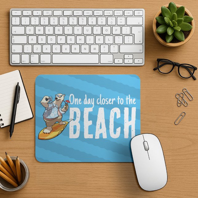 Surfing Polar Bear One Day Closer To The Beach Mouse Pad (Creator Uploaded)