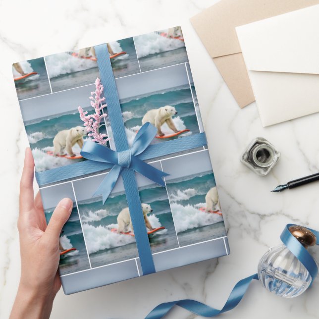 Surfing Polar Bear Wrapping Paper (Gifting)
