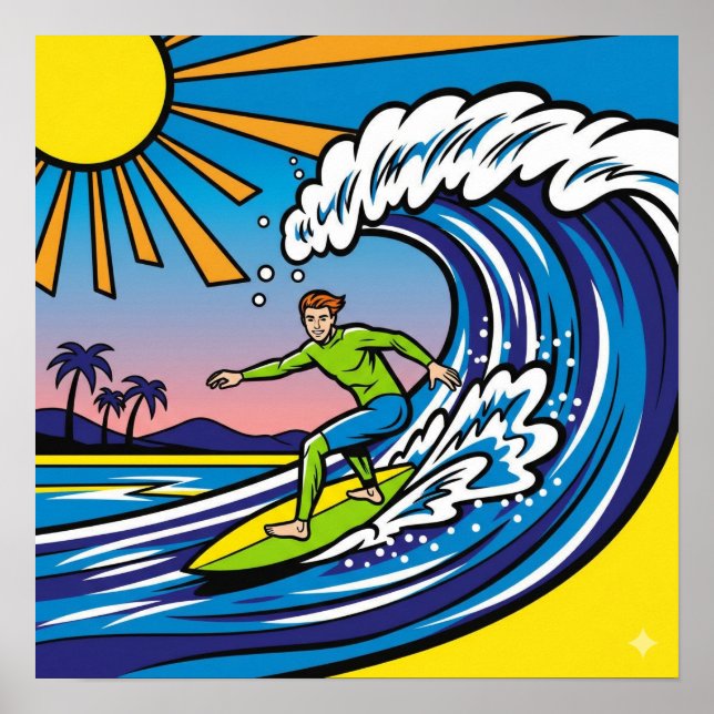 Surfing Pop Art Poster (Front)