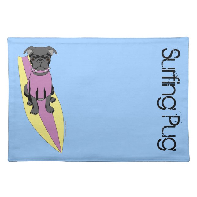 Surfing Pug (Pastel) Placemat (Front)