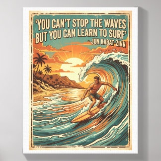 surfing quotes retro design canvas photo tile