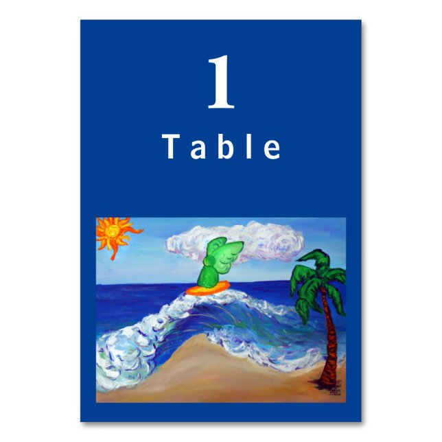 Surfing Raphael Angel Custom Table Cards (Front)