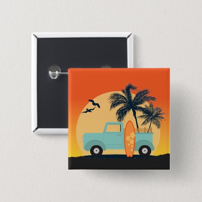 Surfing Retro Button (Front & Back)
