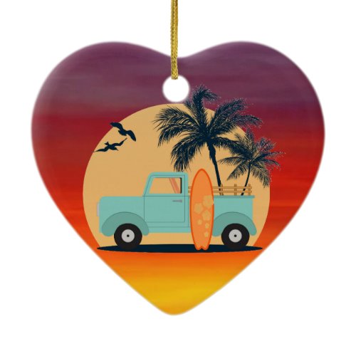 Surfing Retro Ceramic Ornament