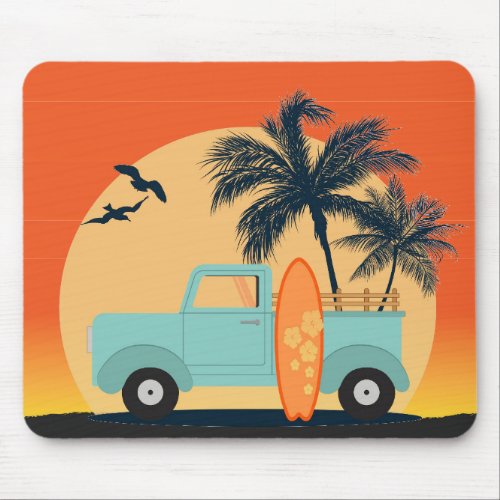 Surfing Retro Mouse Pad